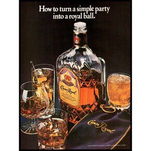 1985 Crown Royal Canadian Whisky Vintage Print Ad Royal Ball Cocktails Wall Art